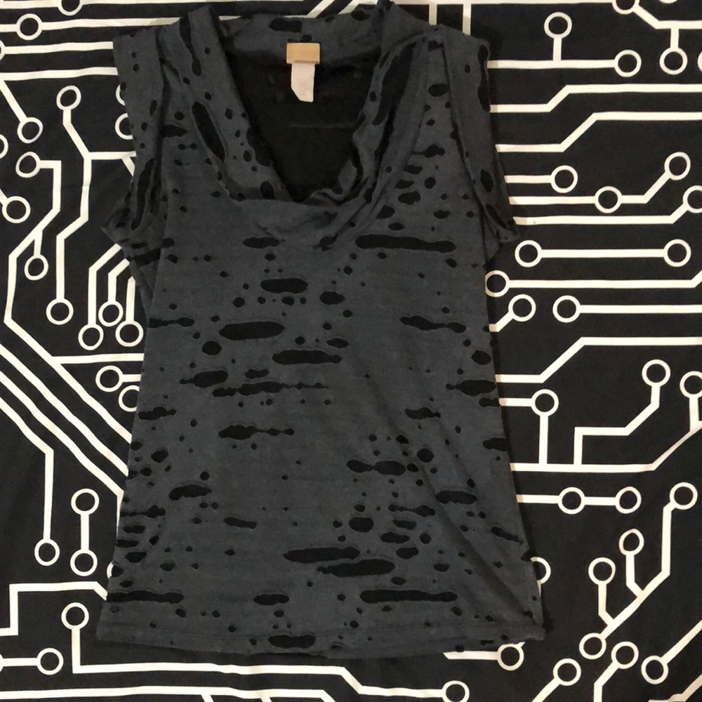 Gray shredded tank top apocalyptic cybergoth cyberpunk metal dystopic